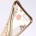 iPhone 6 6s 4.7 - Secret Garden Floral and Butterfly Bling Rhinestone Electroplated Clear Soft TPU Protective Phone Cover Case - Gold and Pink Flower